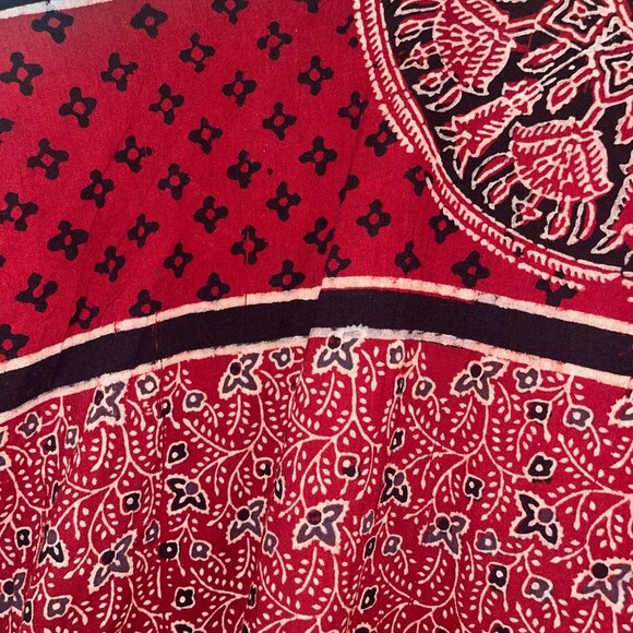 April Cornell Womens Caftan Size 2XL Red Floral Adjustable Waist Pure Cotton - Picture 6 of 11